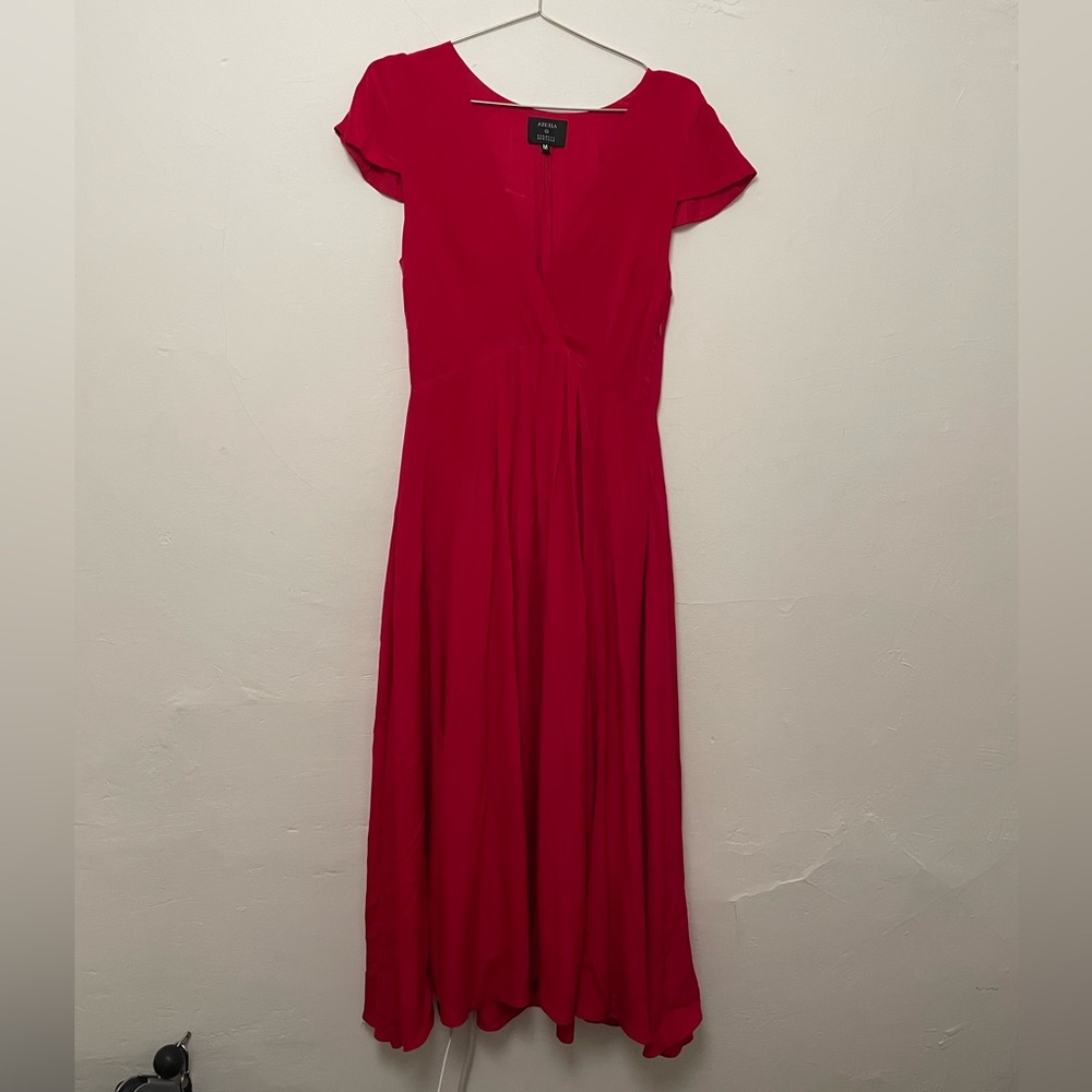 Barneys New York Azeeza Red Silk Midi Dress M/6